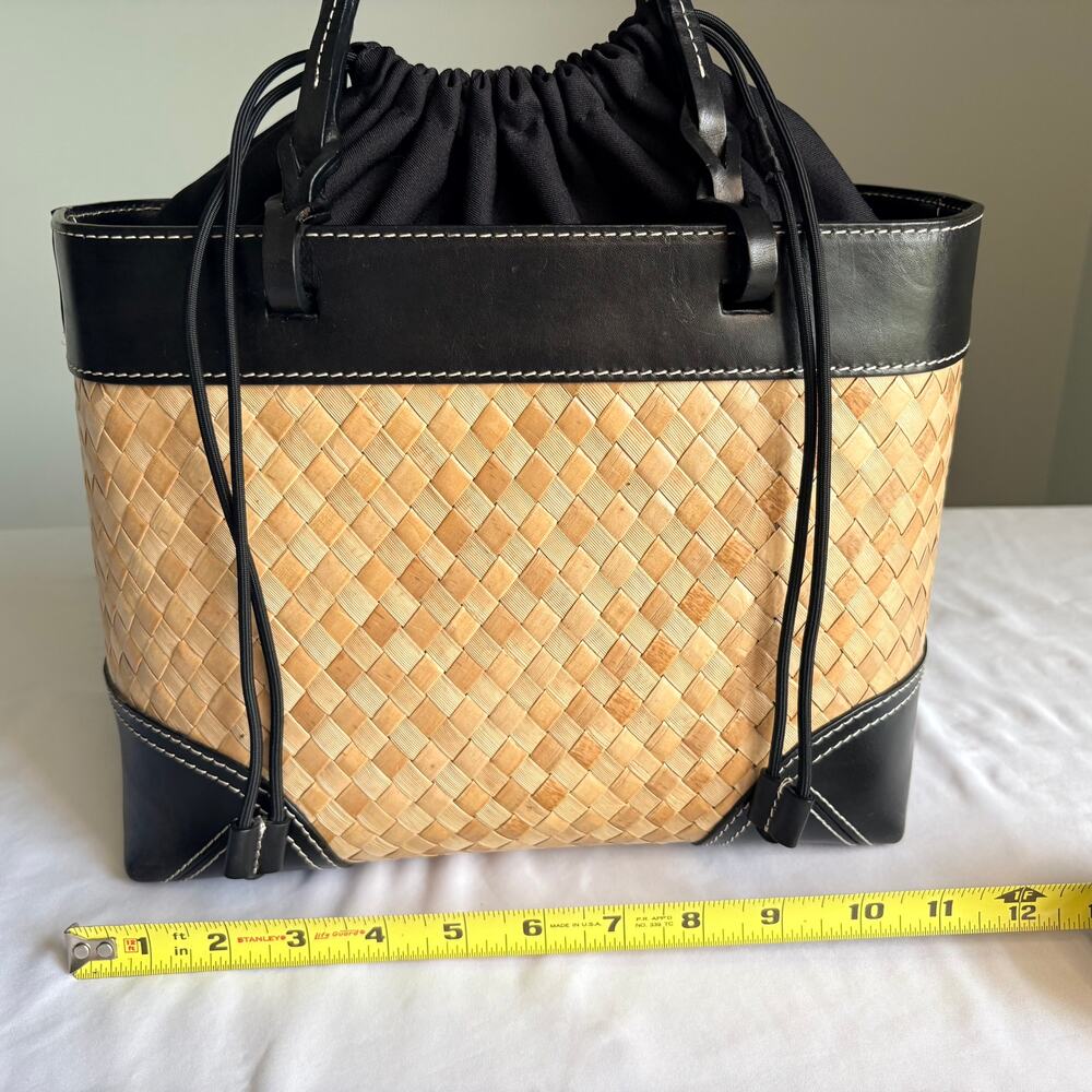 Ann Taylor Woven Tote Hand Bag with Basket-Weave/Raffia Style - Picture 13 of 15